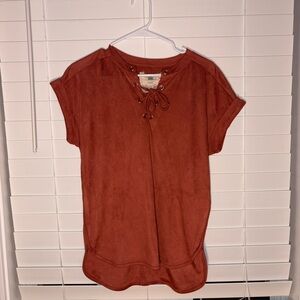 Cupio Rust Lace-Up Blouse